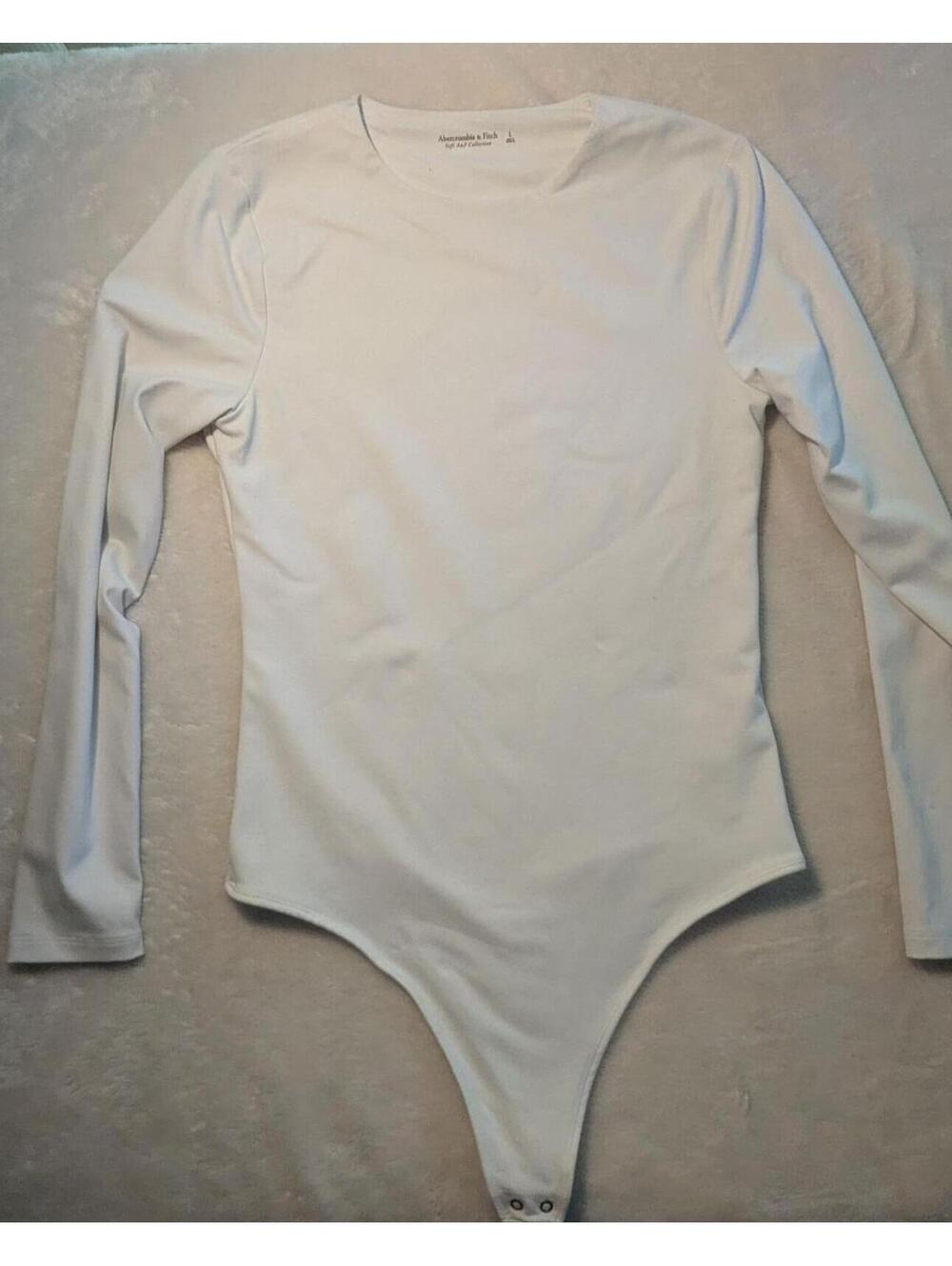 Abercrombie & Fitch White Long Sleeve Bodysuit Size L